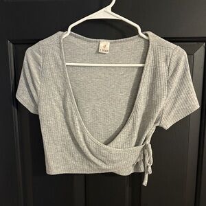 Gray Wrap Crop Top